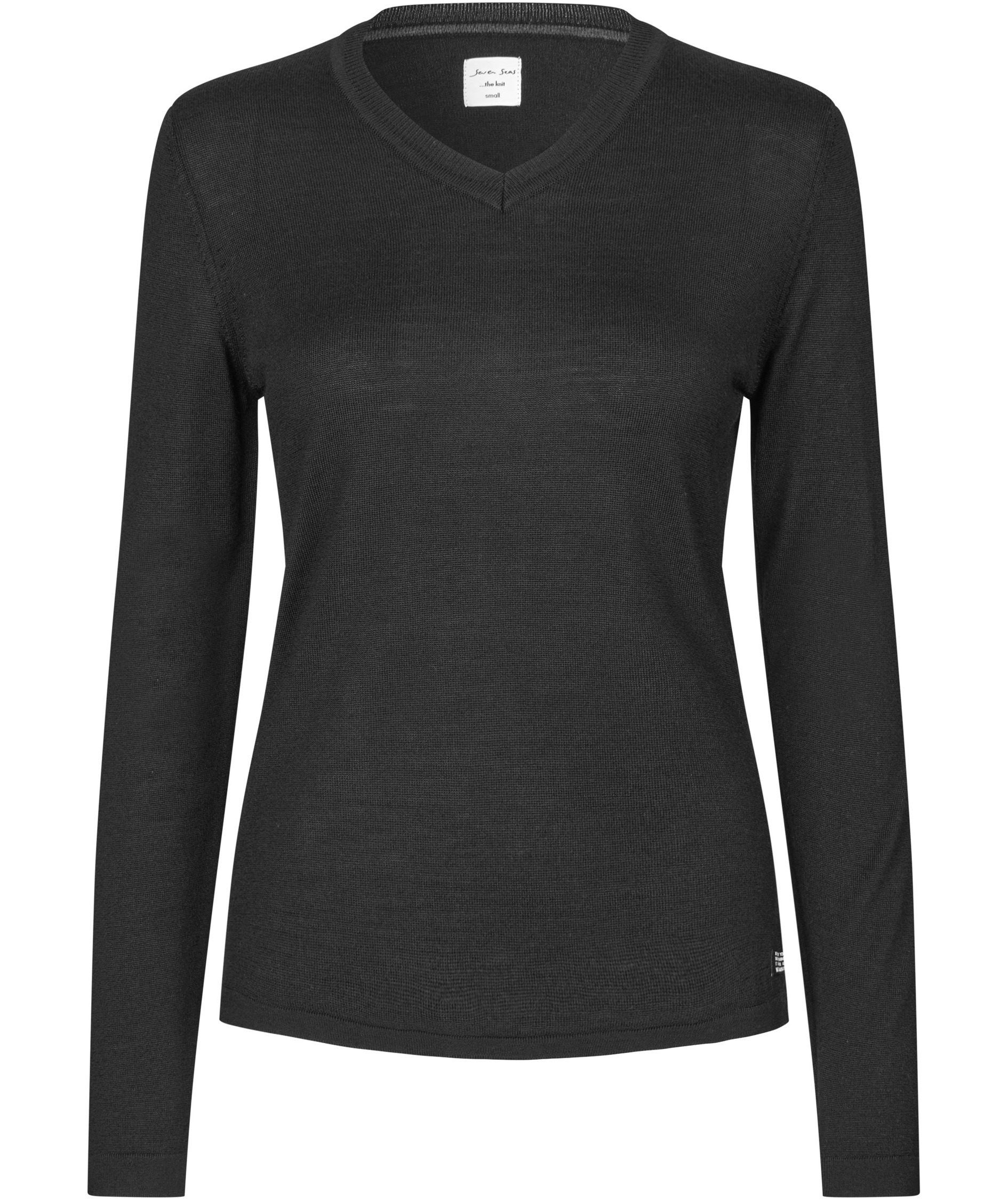 Seven Seas women's knitted pullover with wool, Black, Black, swatch