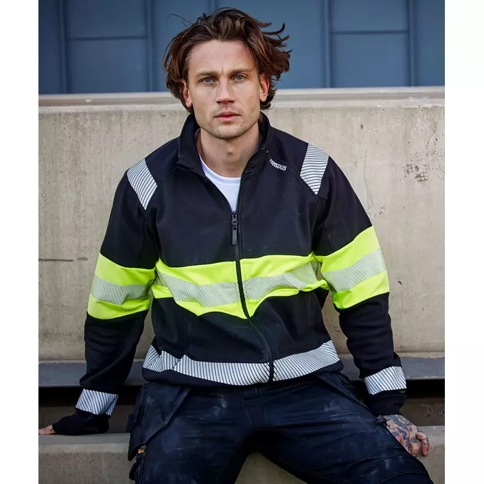 Fristads cardigan 7531 GKC, Varsel Gul/Svart, large image number 1