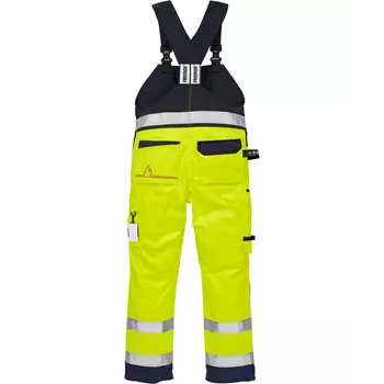 Fristads craftsman bib and brace trousers 1075, Hi-vis Yellow/Marine