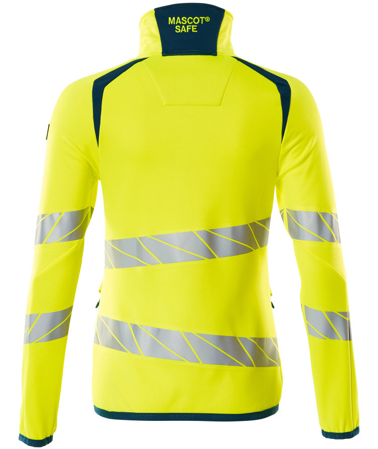 Mascot Accelerate Safe women's fleece sweater, Hi-Vis Yellow/Dark Petroleum