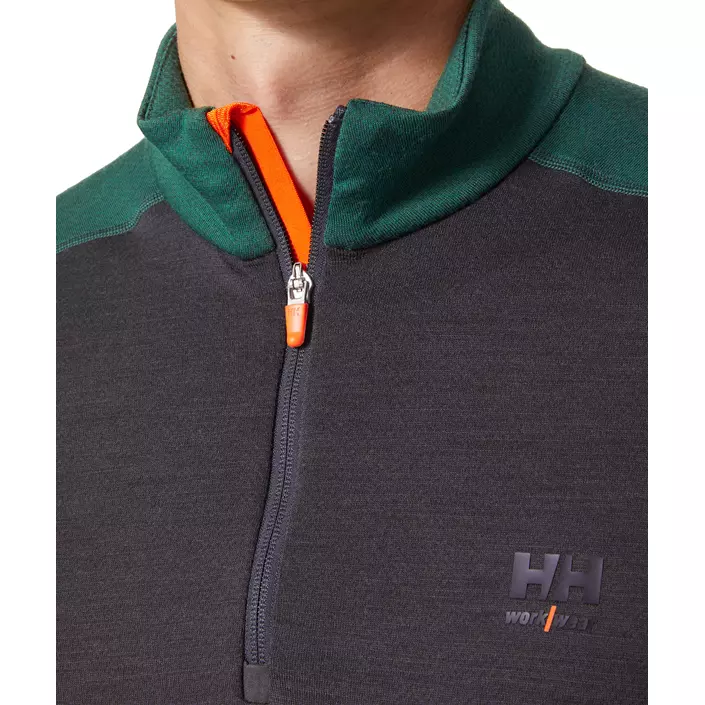 Helly Hansen Lifa half zip undertrøje med merinould, Green/Ebony, large image number 4