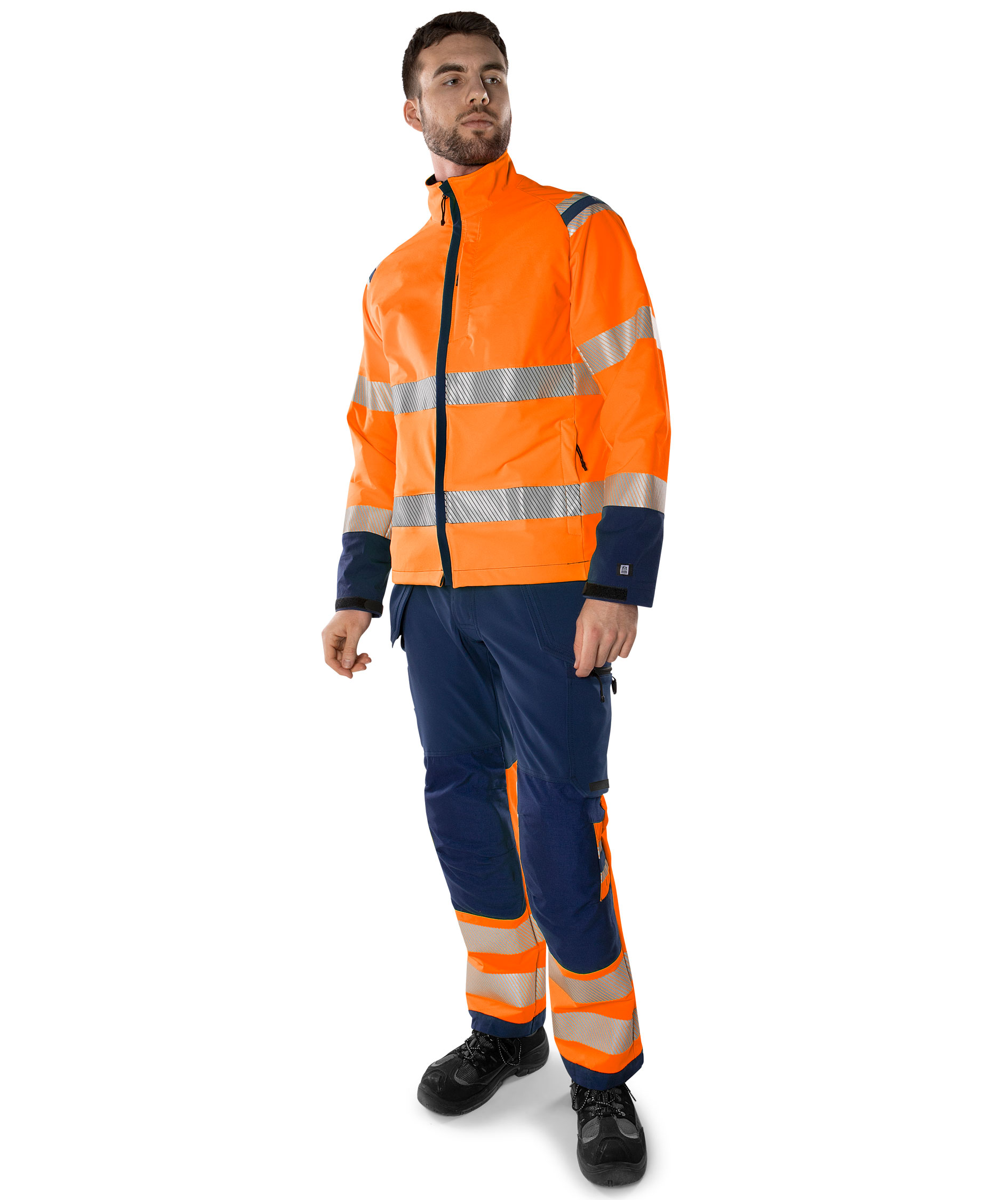 Fristads Green work jacket 4647 GSTP full stretch, Hi-Vis Orange/Navy, large image number 1