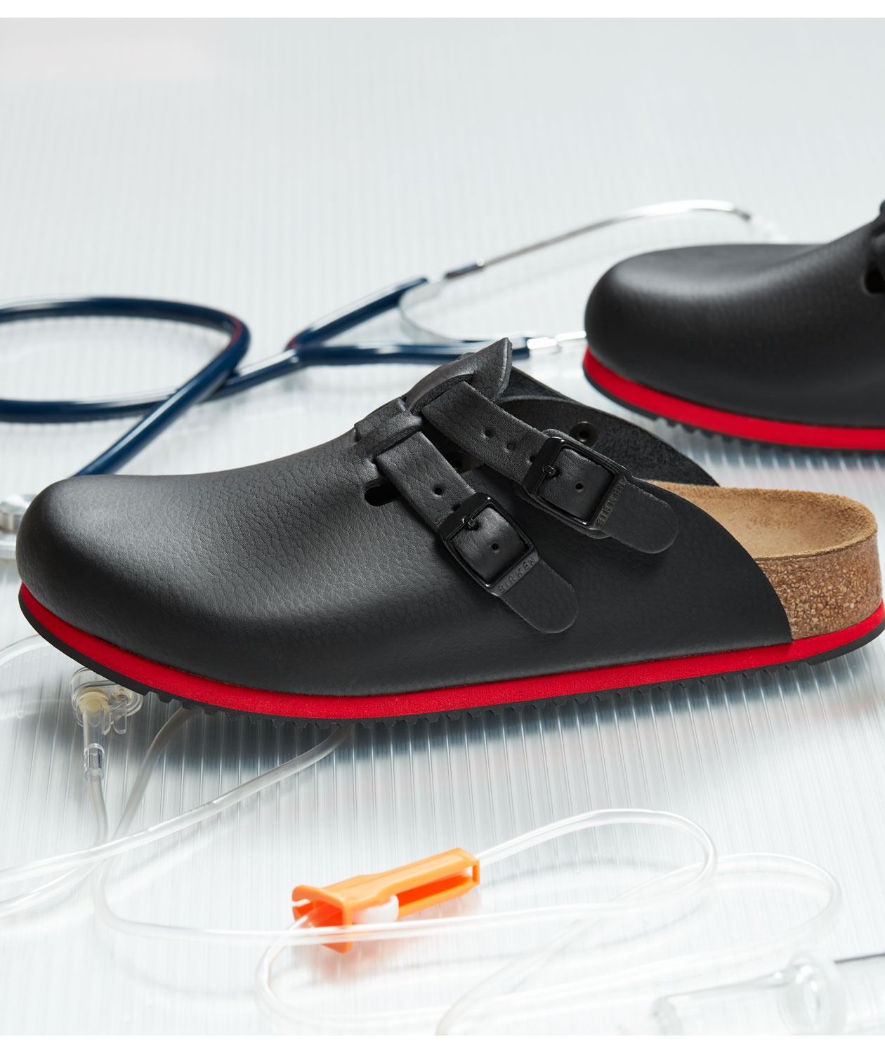 Birkenstock Kay SL Regular Fit sandaler, Svart/R&ouml;d