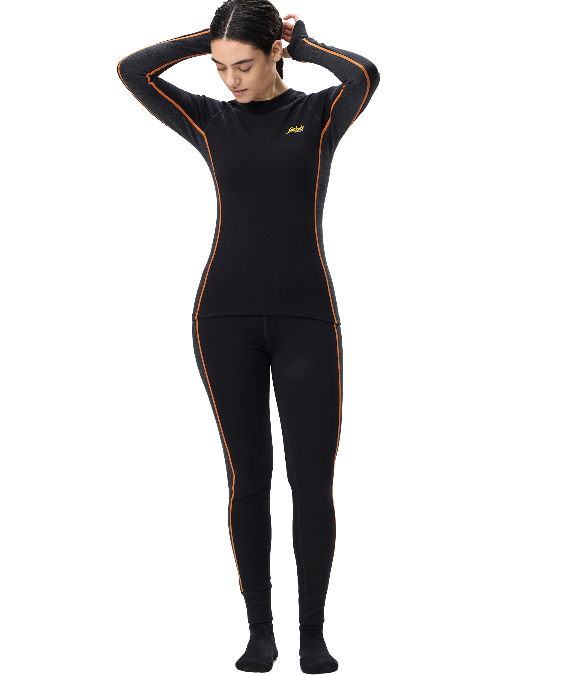 Snickers women's thermal crewneck with merino wool 9470, Black/Anthracite Melange, large image number 6