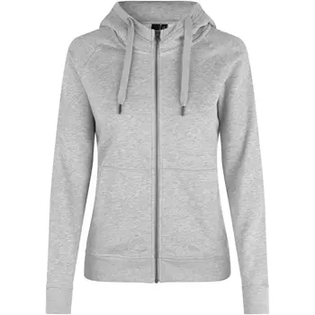 ID women's hoodie with full zipper, Grey Melange