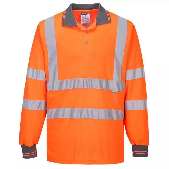 Portwest long-sleeved polo shirt, Hi-vis Orange, large image number 0