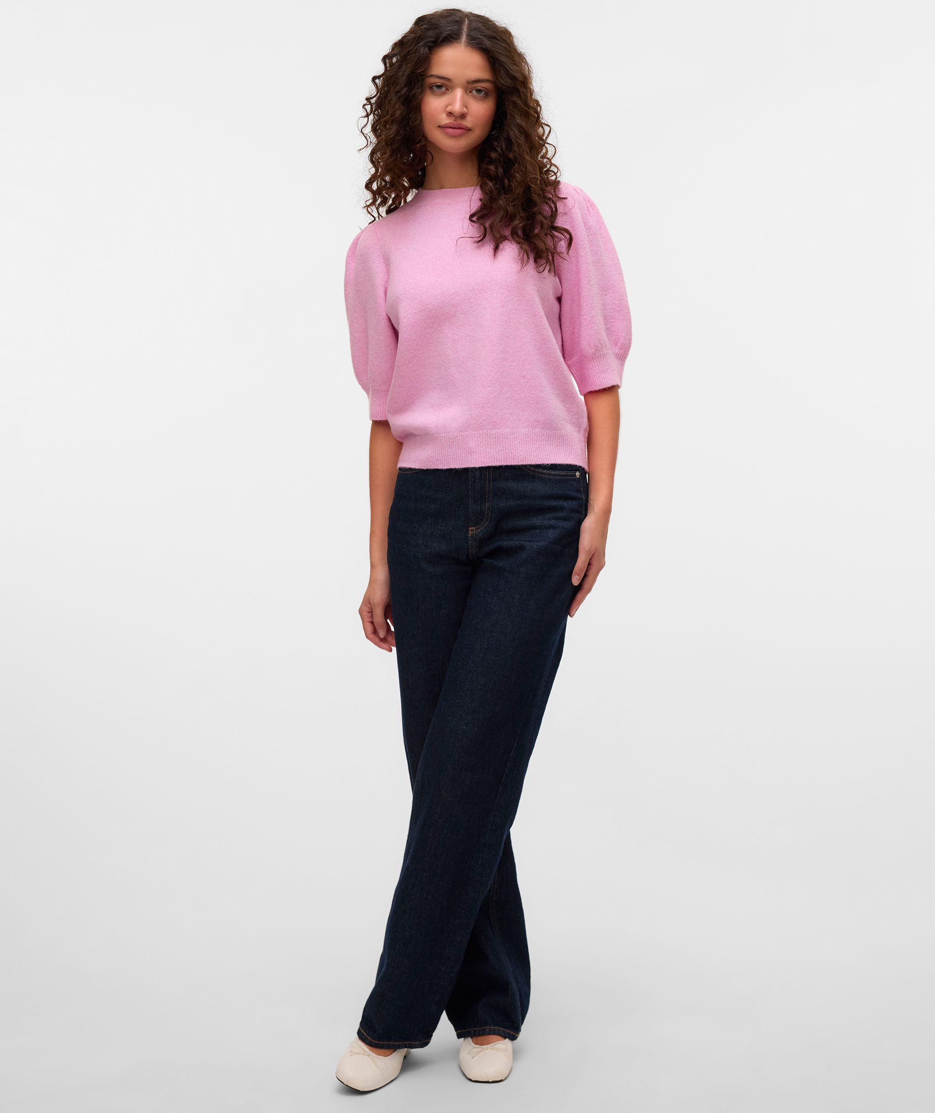 Vero Moda VMDOFFY kort&aelig;rmet dame striktr&oslash;je, Bonbon Melange, large image number 1