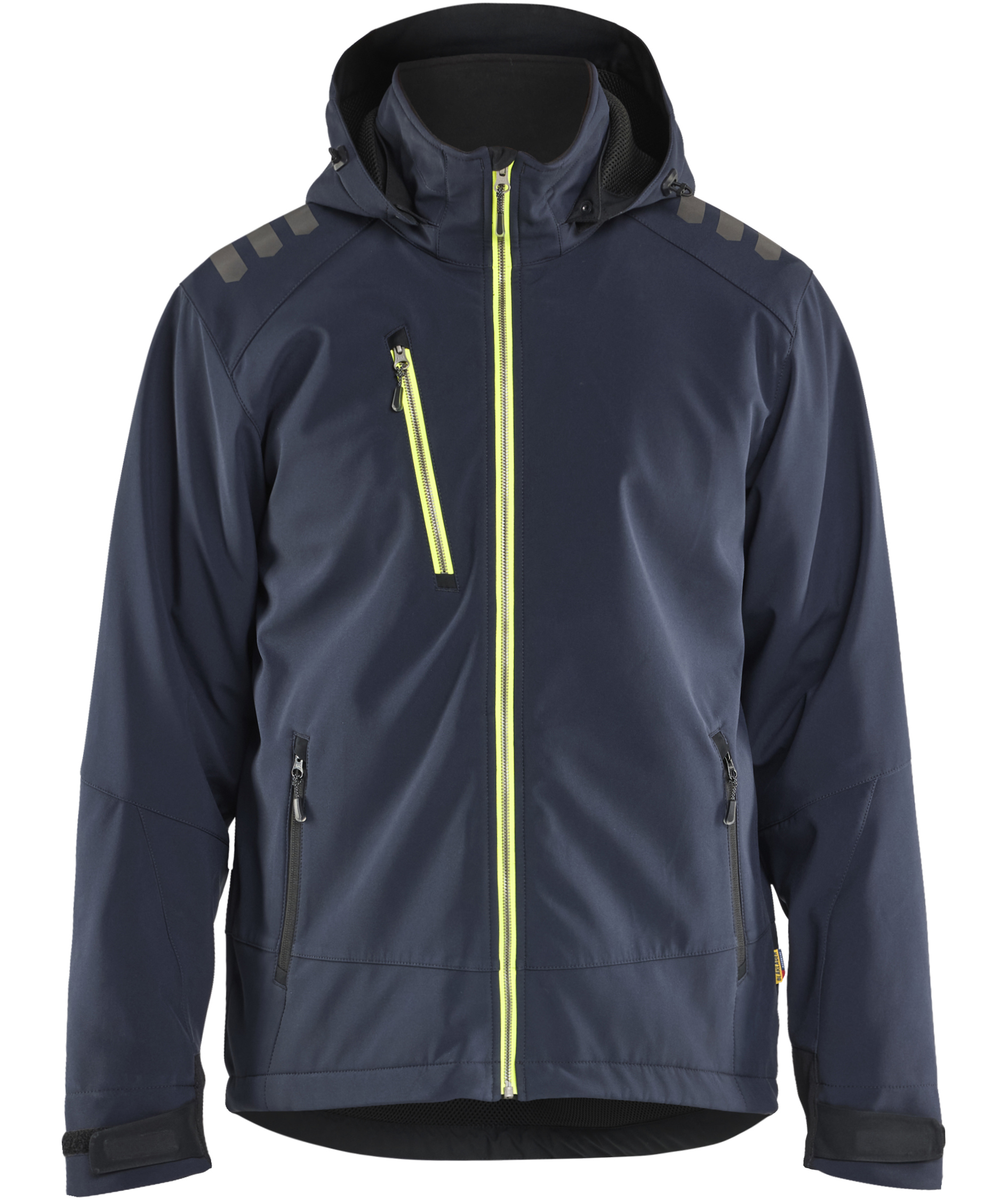 Bl&aring;kl&auml;der l&auml;ttfodrad softshelljacka, M&ouml;rk Marinbl&aring;/Hi-Vis Gul, large image number 0