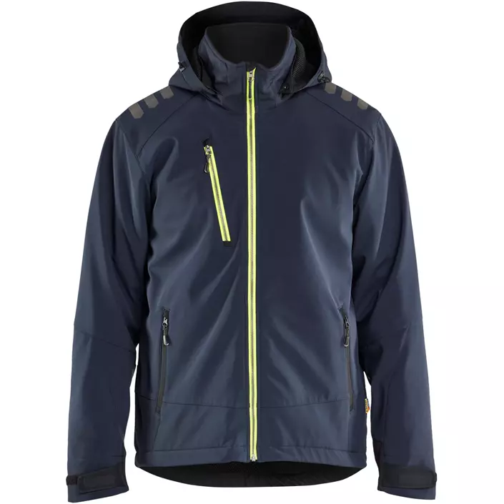 Blåkläder lettforet softshelljakke, Mørk Marine/Hi-Vis Gul, large image number 0