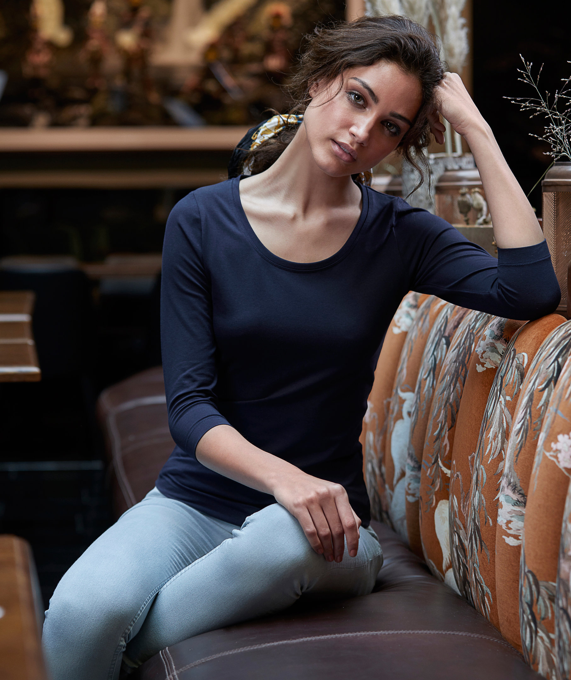 Tee Jays women's 3/4 sleeve T-shirt, Navy