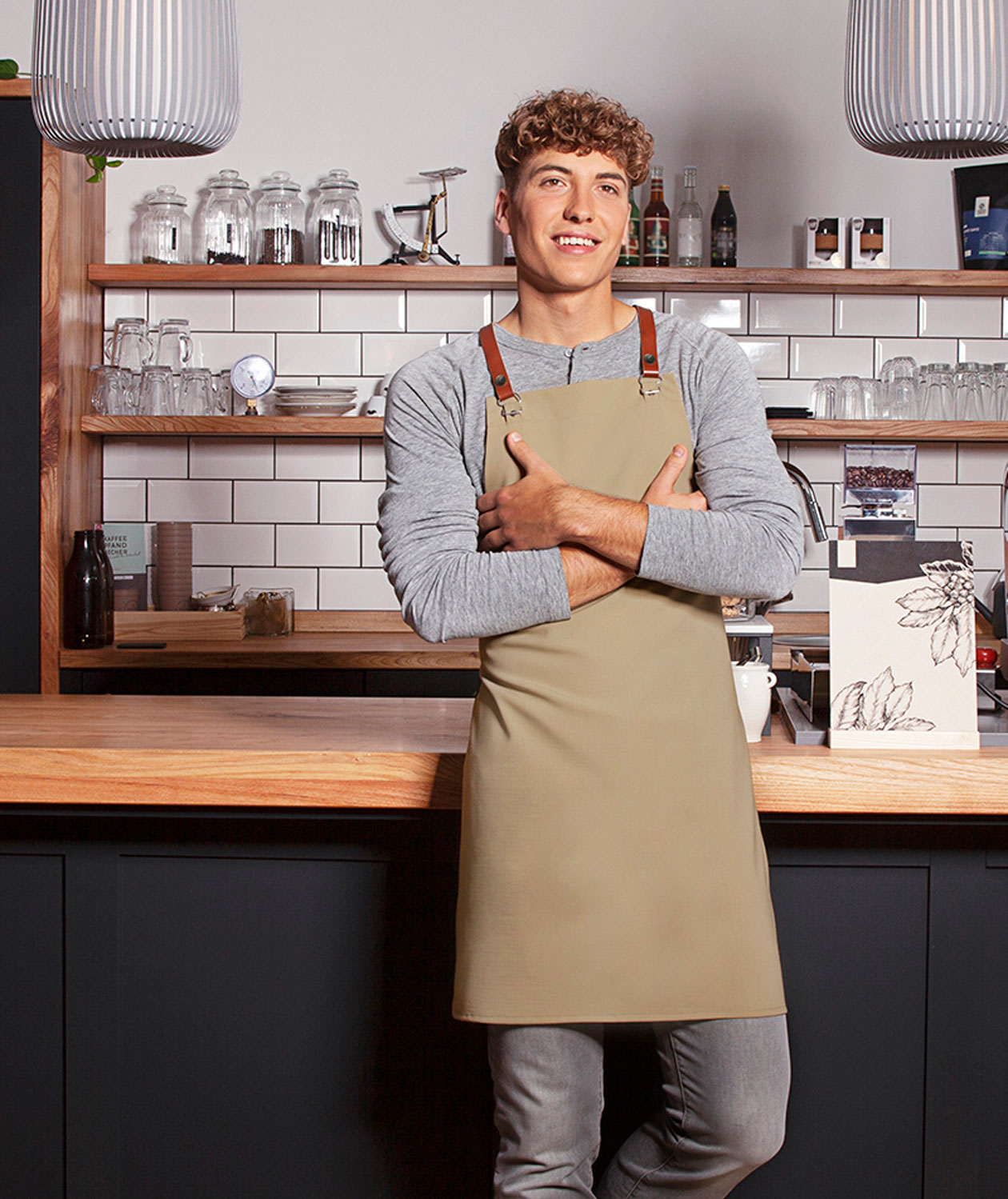 Karlowsky Recycled bib apron, Pebble grey, Pebble grey, large image number 1