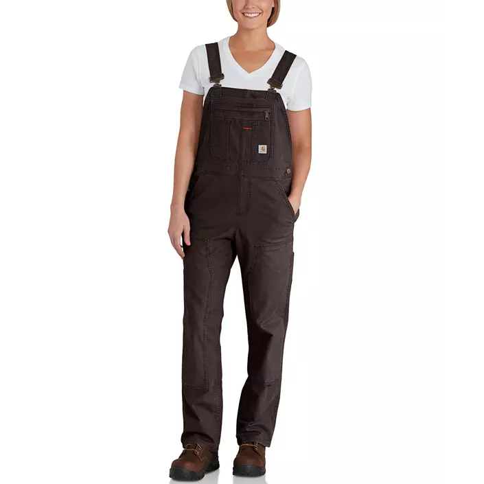 Carhartt Double Front BIB overall dam, Mörkbrun, large image number 0