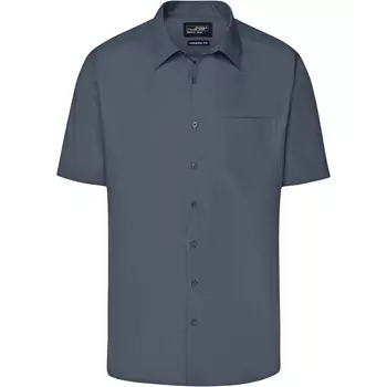 James & Nicholson modern fit kurzärmeliges Hemd, Karbon Grau