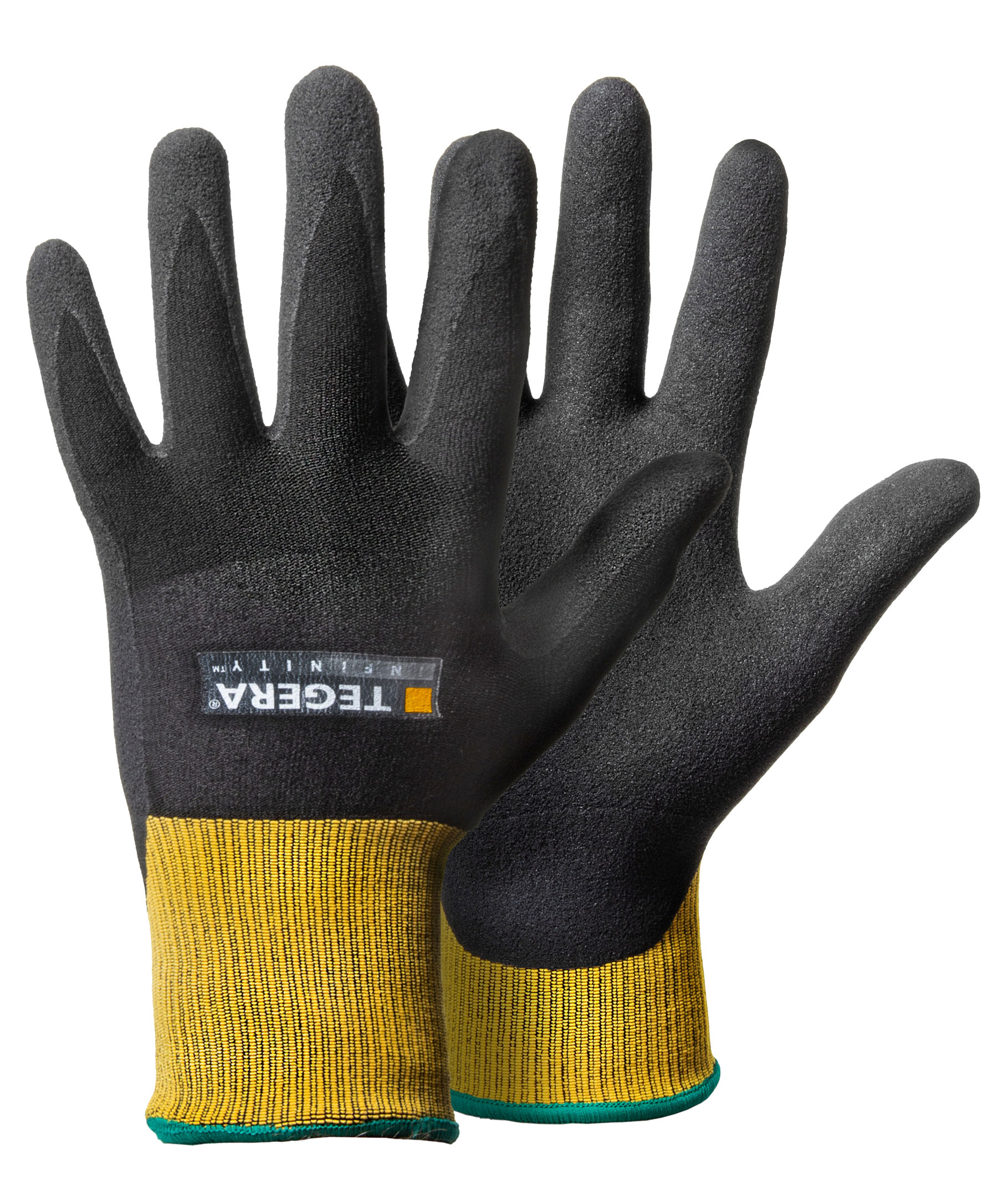Tegera 8801 Infinity arbetshandskar (l&aring;da 120 par), Svart/Gul