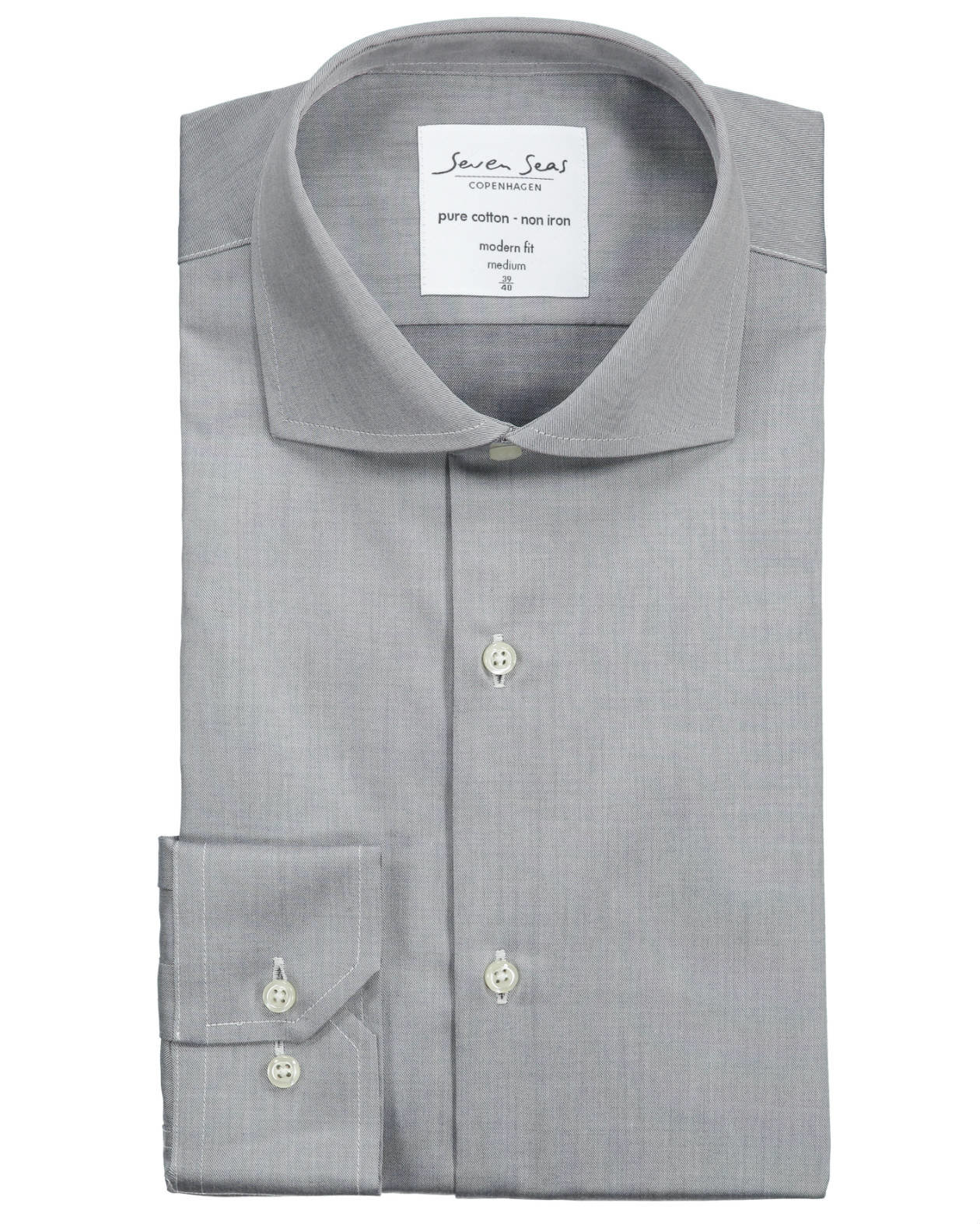 Seven Seas modern fit Fine Twill Hemd, Silver Grey, large image number 4