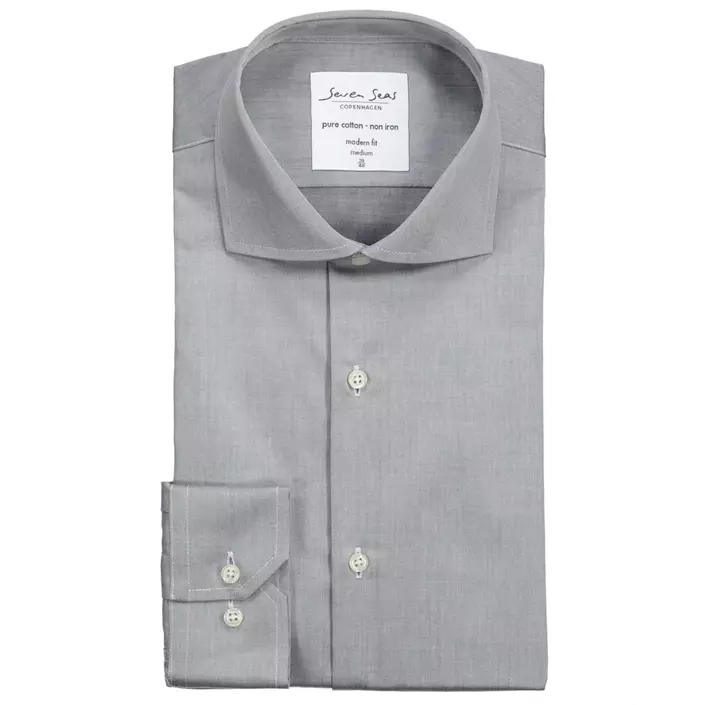 Seven Seas modern fit Fine Twill skjorte, Silver Grey, large image number 4