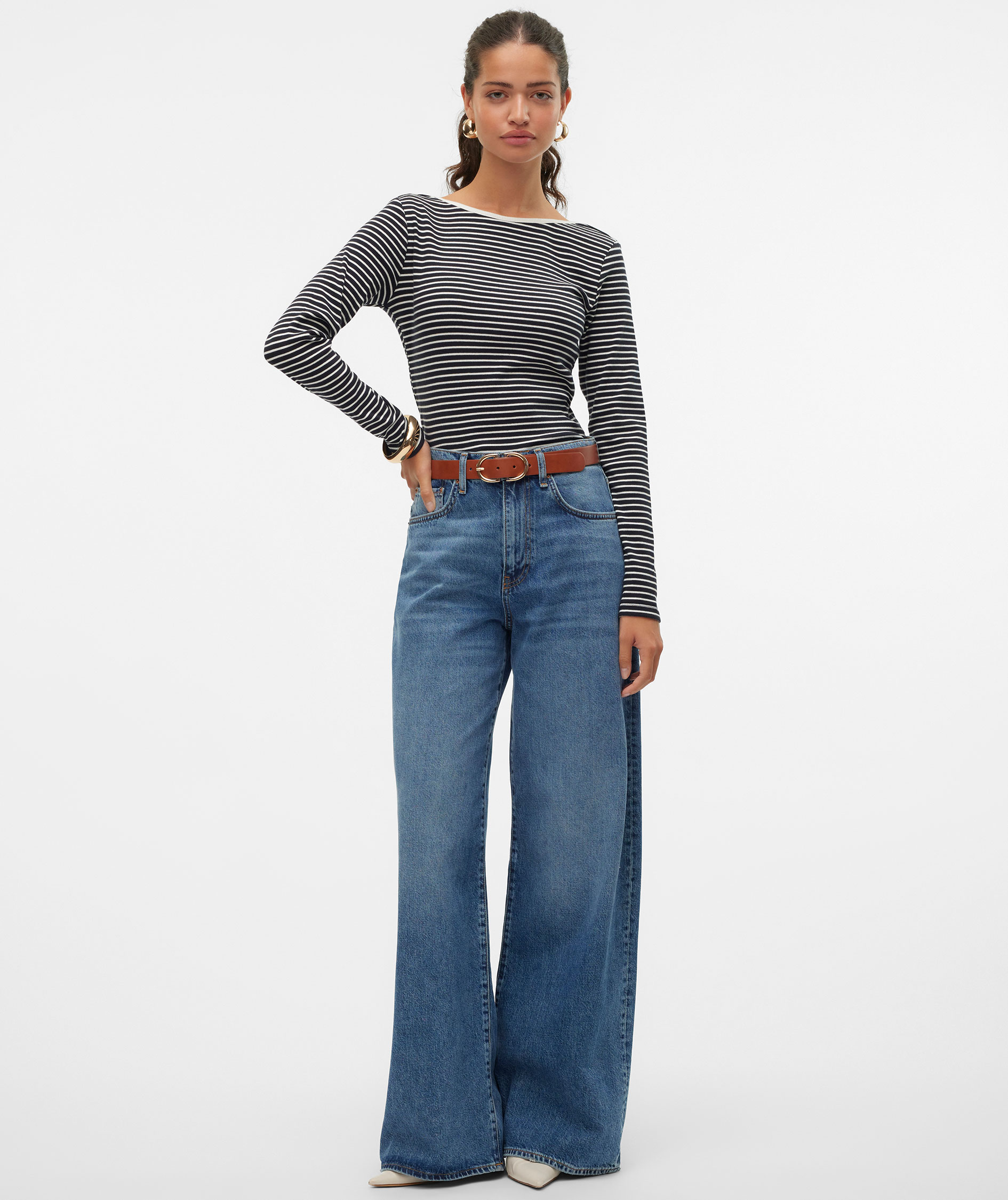 Vero Moda VMCHLOE 2-way women's blouse, Black/Snow White, large image number 4