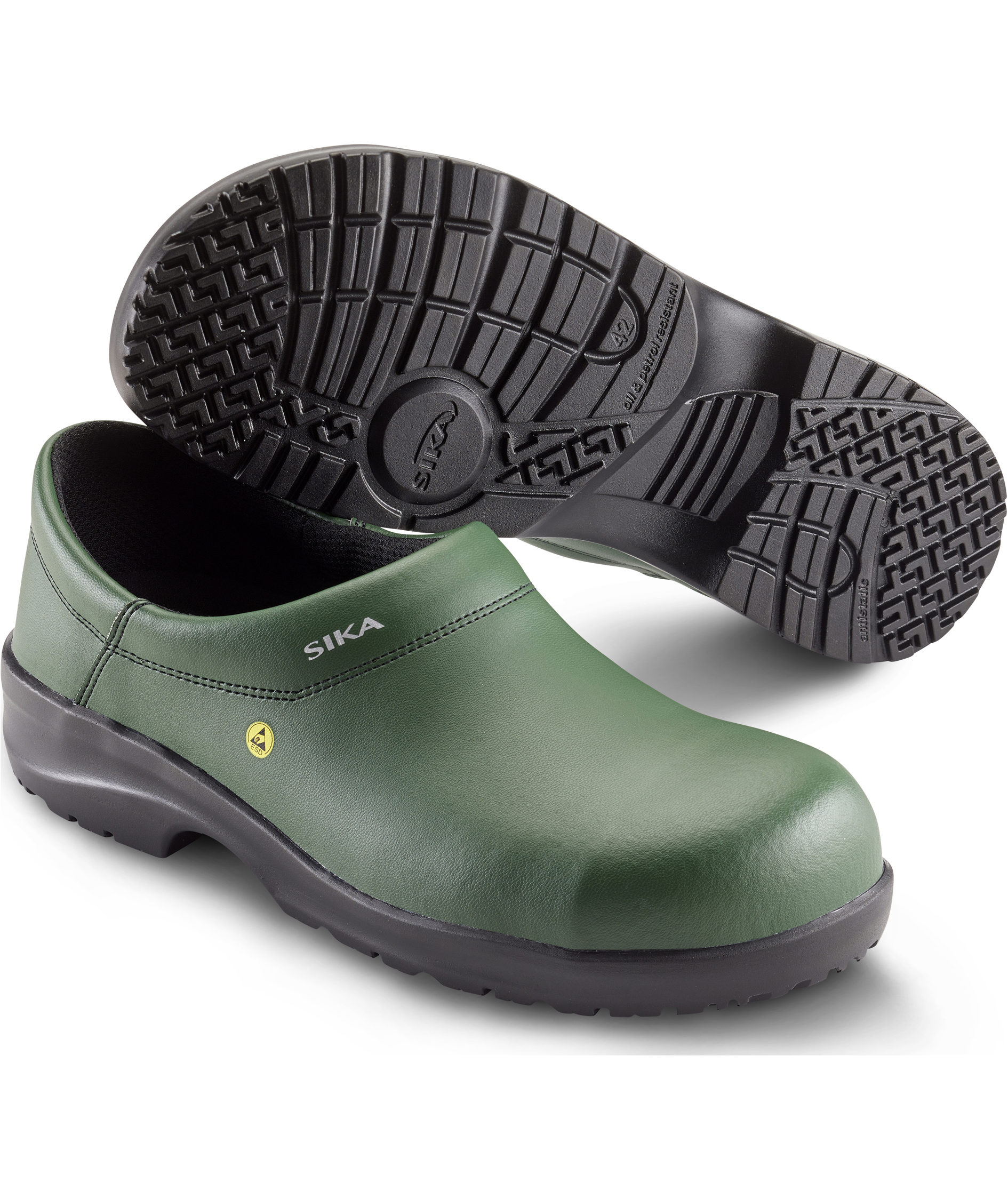 2nd quality product Sika Fusion safety clogs with heel cover S2, Green/White