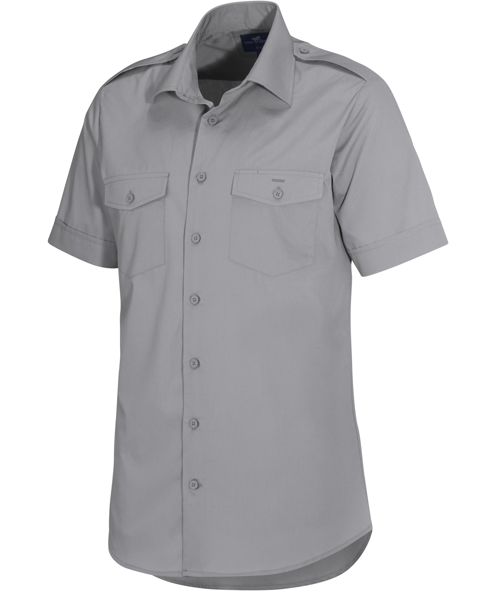 Derby of Sweden Maverick Slim fit kort&auml;rmad pilotskjorta, Grey, large image number 5