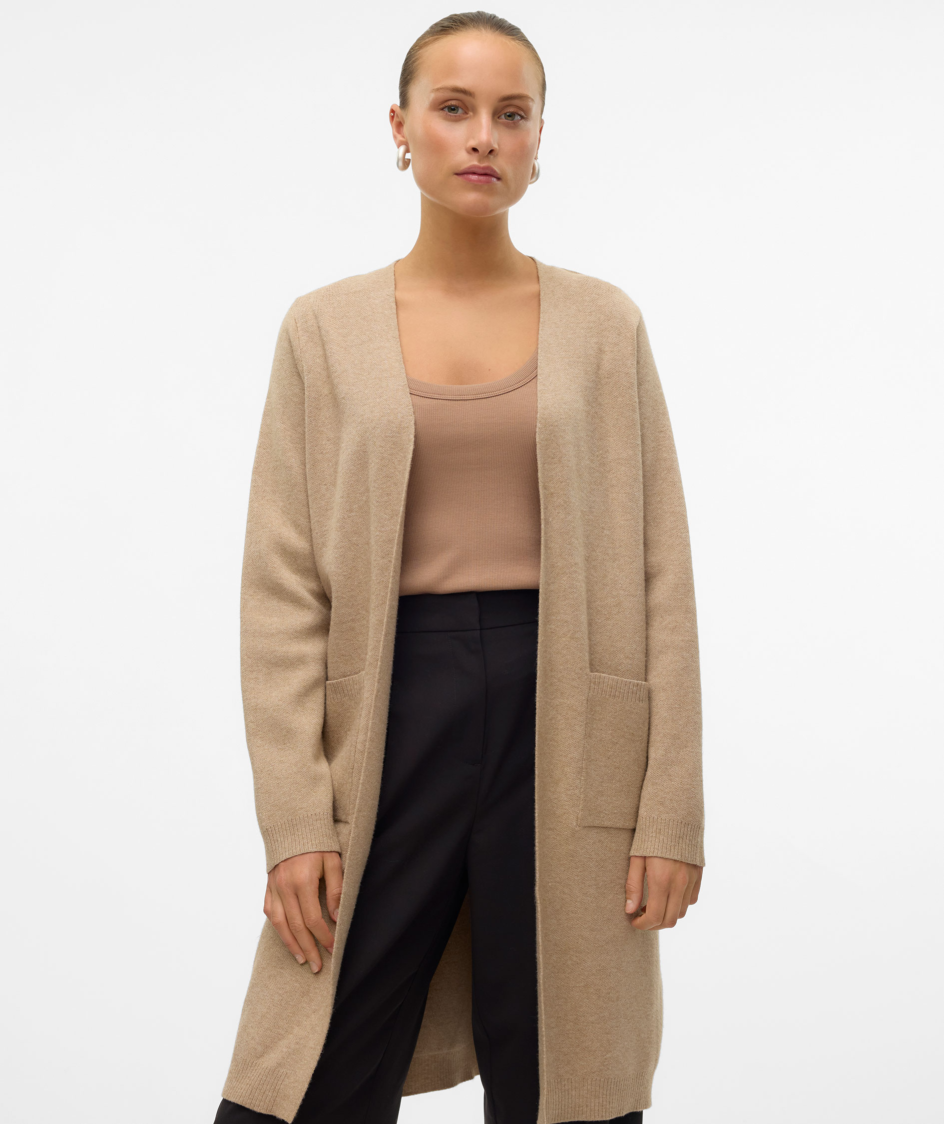 Vero Moda VMSABA women's knitted cardigan, Silver Mink