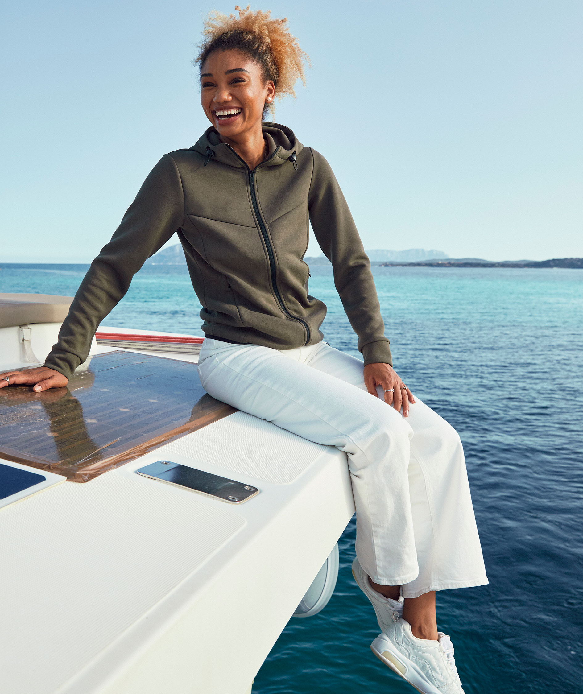 Clique Hayden Hoody Full Zip hoodie med blixtl&aring;s dam, Fog Green