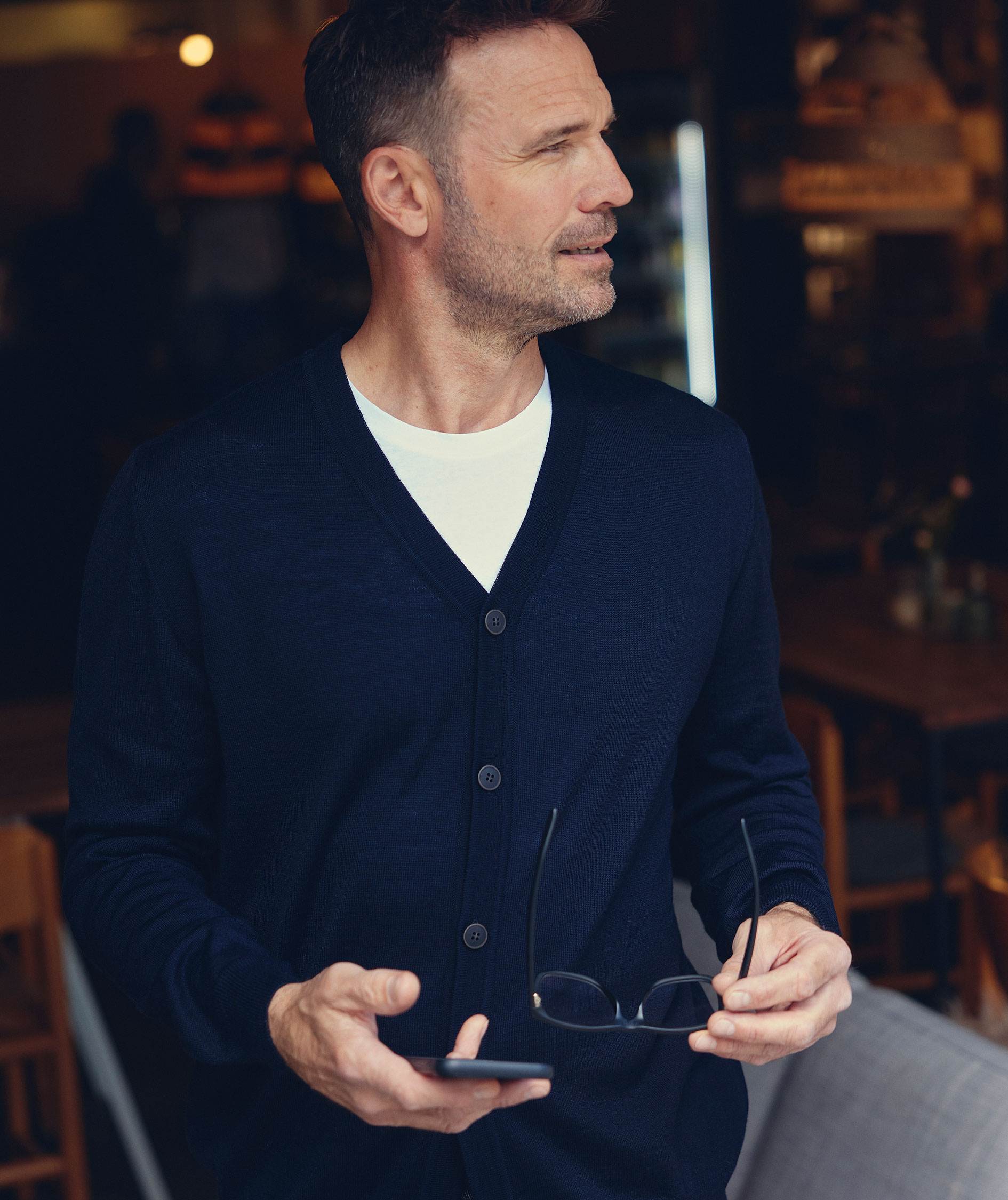 CC55 Copenhagen knitted cardigan with merino wool, Navy, large image number 1