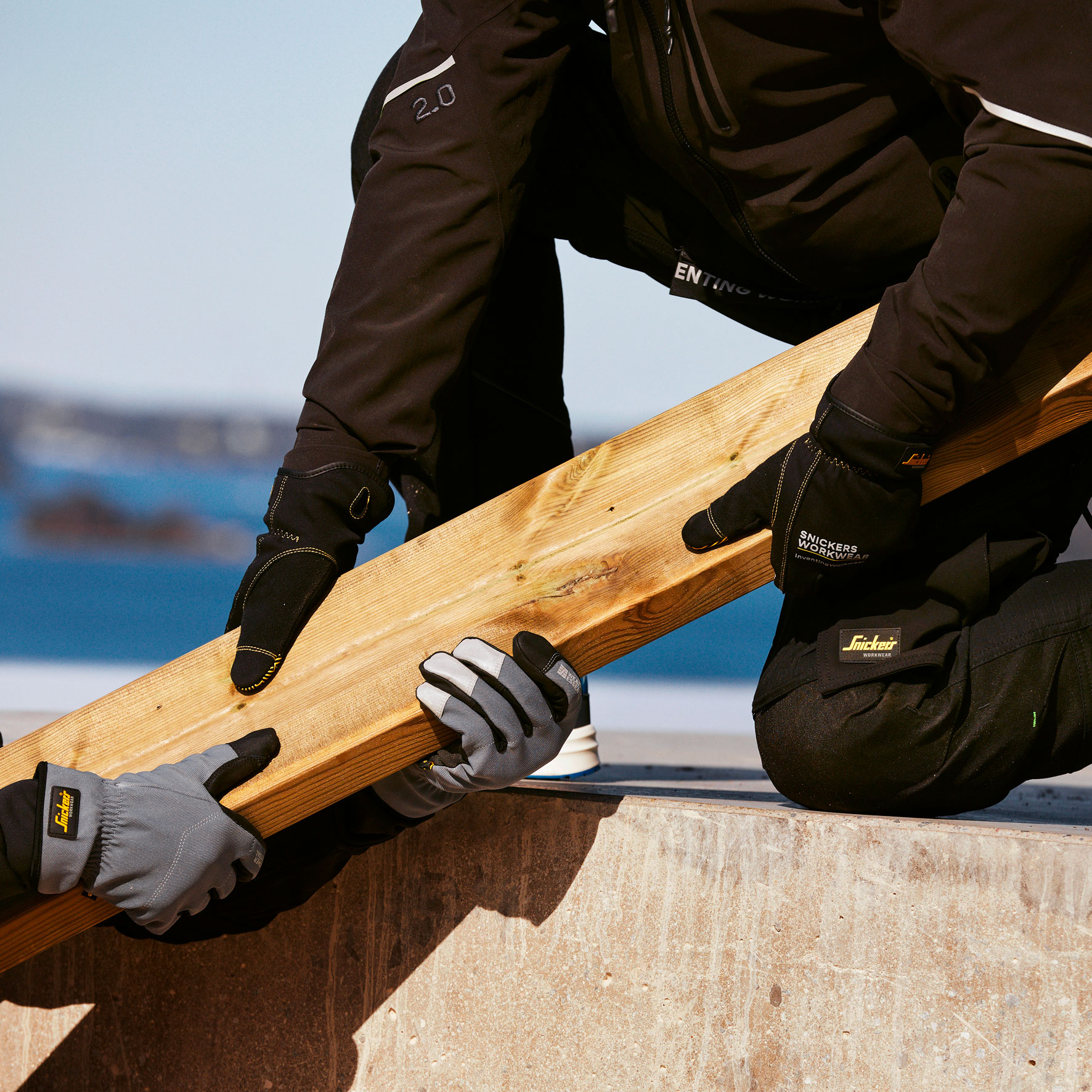 Snickers Weather Essential work gloves, Black/Stone Grey