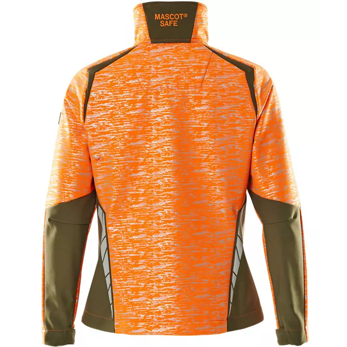 Mascot Accelerate Safe women's softshell jacket, Hi-Vis Orange/Moss, large image number 1