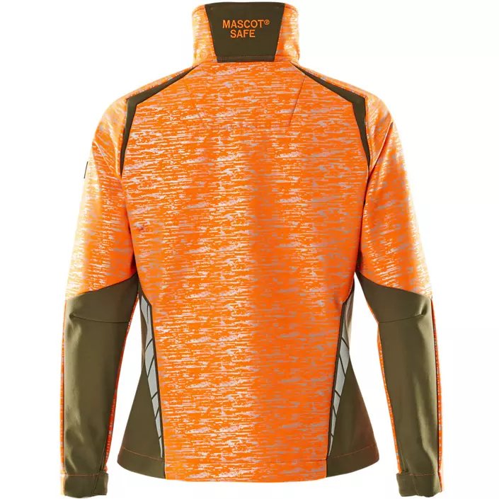 Mascot Accelerate Safe women's softshell jacket, Hi-Vis Orange/Moss, large image number 1