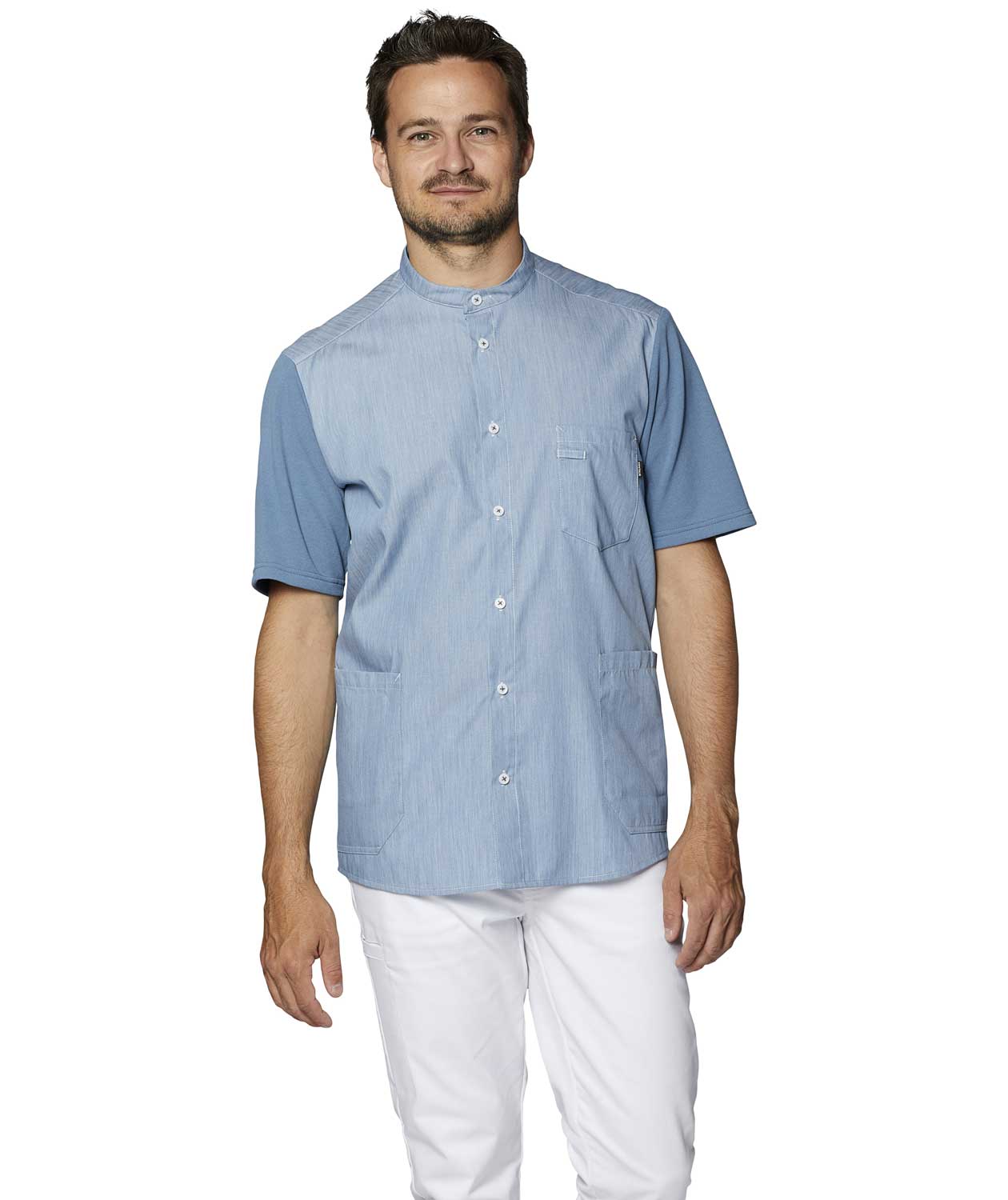 Kentaur kort&auml;rmad pique skjorta, Ljus Bl&aring;, Ljus Bl&aring;, large image number 1