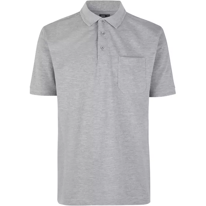 ID PRO Wear Polo shirt with chest pocket, Grey Melange, large image number 0