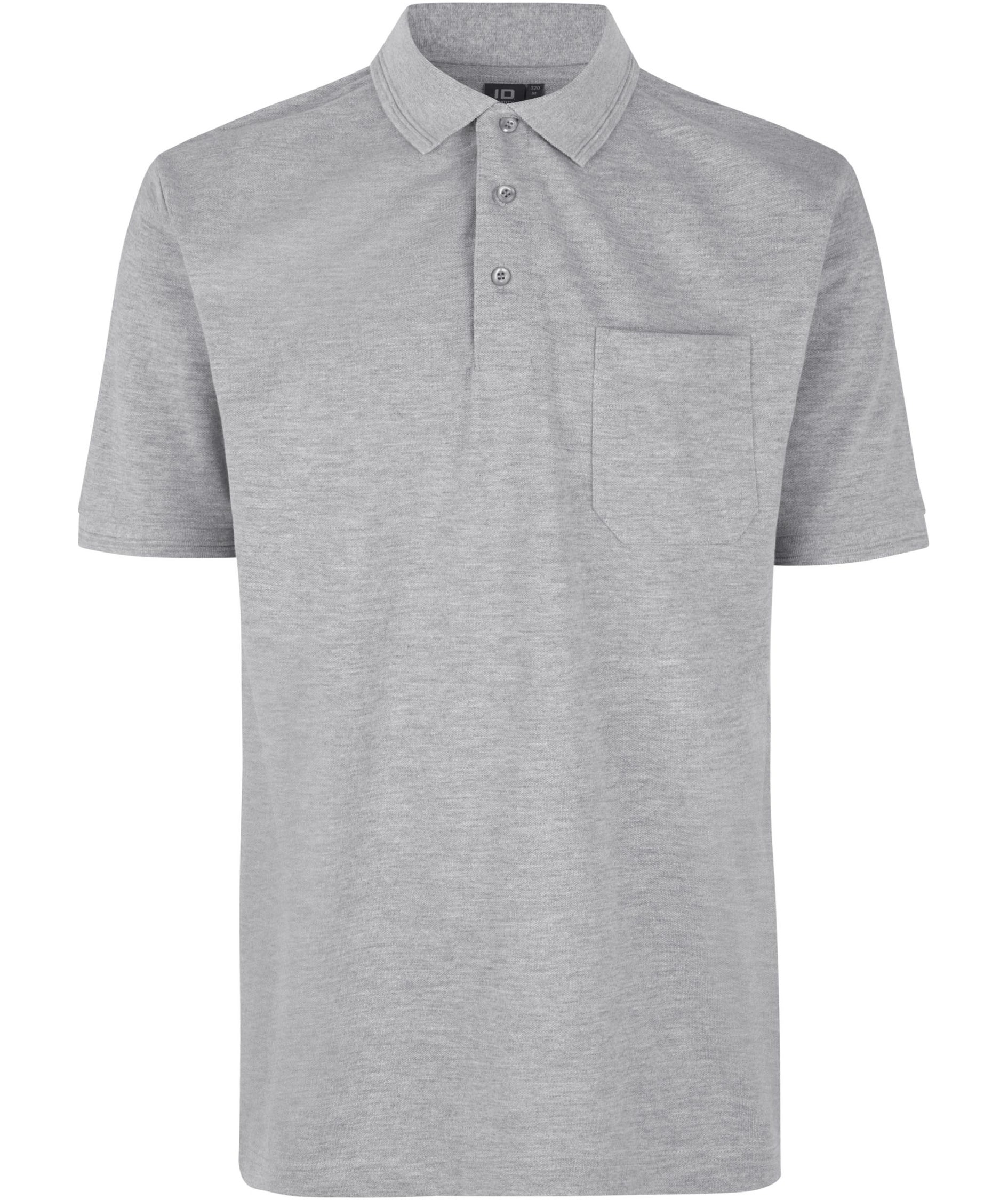 ID PRO Wear Polo shirt with chest pocket, Grey Melange