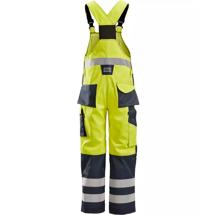 Snickers bib and brace trousers 0113, Hi-vis Yellow/Marine, large image number 1