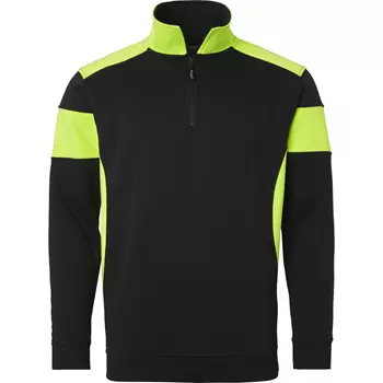 Top Swede sweatshirt with short zipper 222, Black/Hi-Vis Yellow