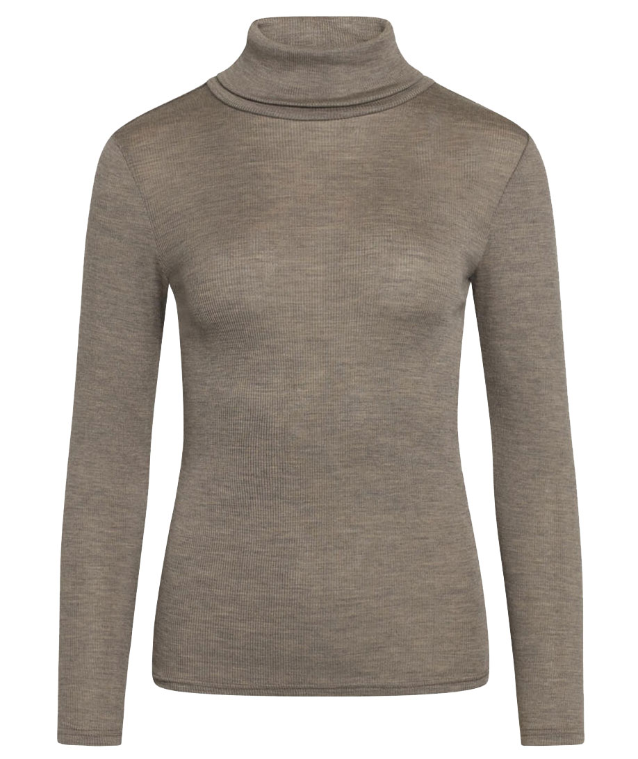Claire Woman Alys women's knitted pullover with merino wool, Taupe