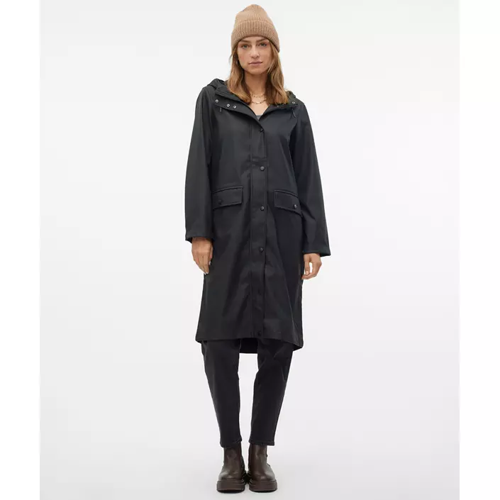 Vero Moda VMMALOU lång regnjacka, Black, large image number 5