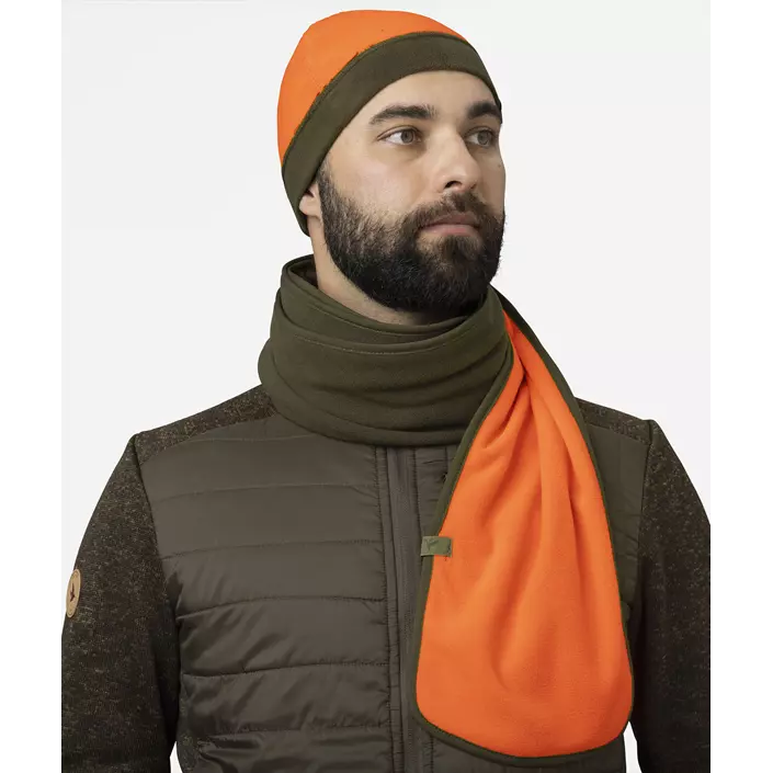 Seeland Reversible fleece scarf, Pine Green/Hi-Vis Orange, Pine Green/Hi-Vis Orange, large image number 2