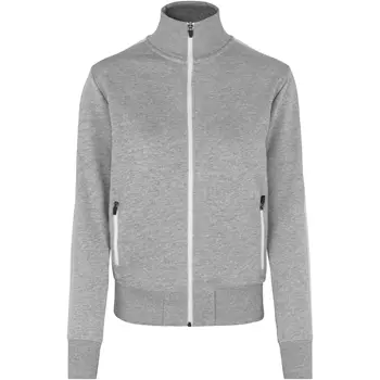 ID women's work sweater with zipper/cardigan, Grey Melange