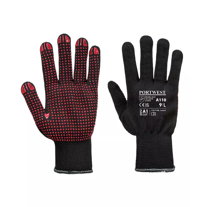 Portwest A110 Polka Dot work gloves, Black, large image number 0