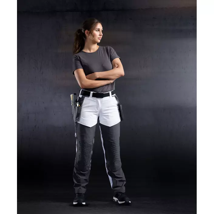 Mascot Customized diamond fit arbetsbyxa dam full stretch, Vit/Stengrå, large image number 1