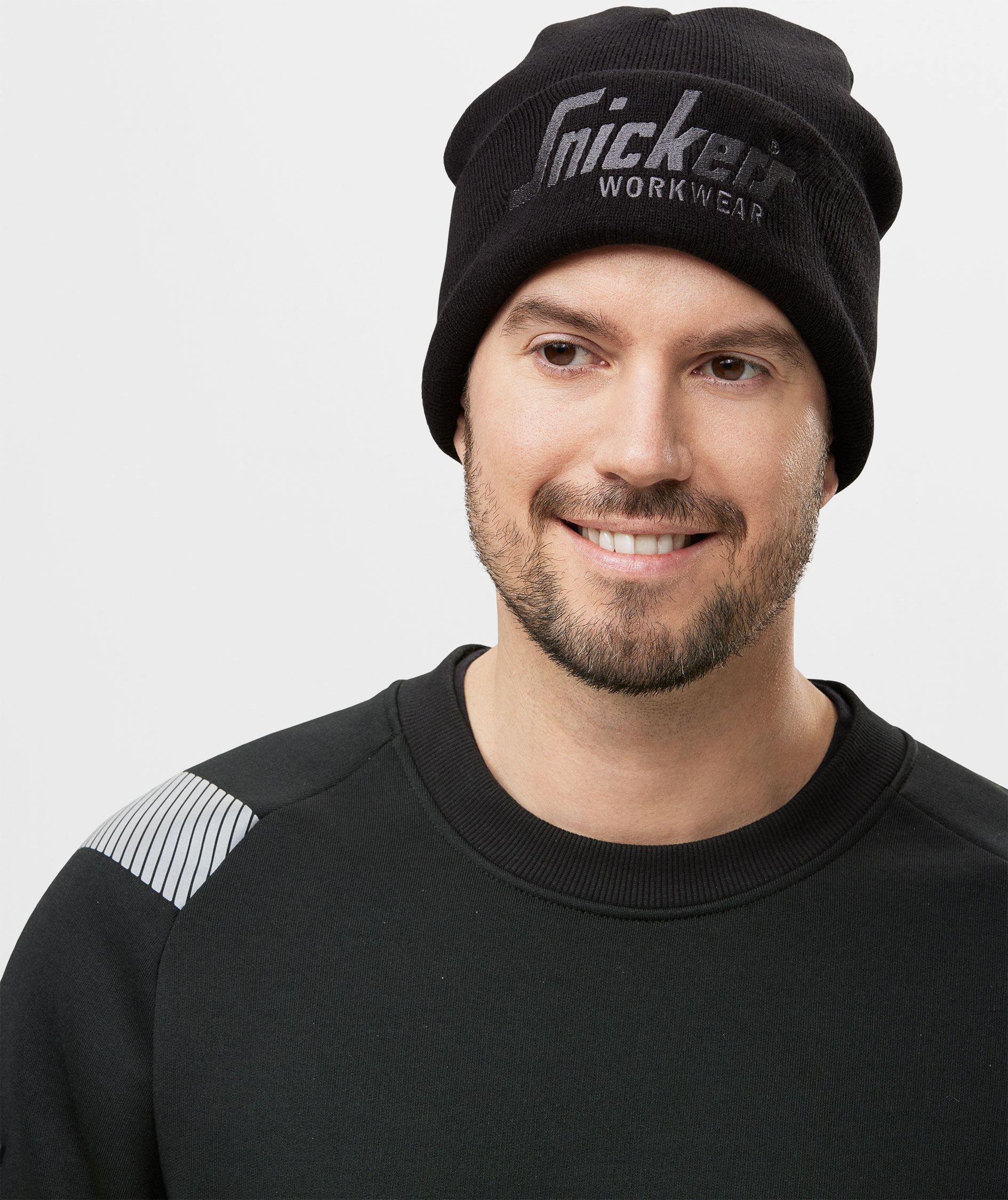 Snickers beanie with logo, Black/Charcoal