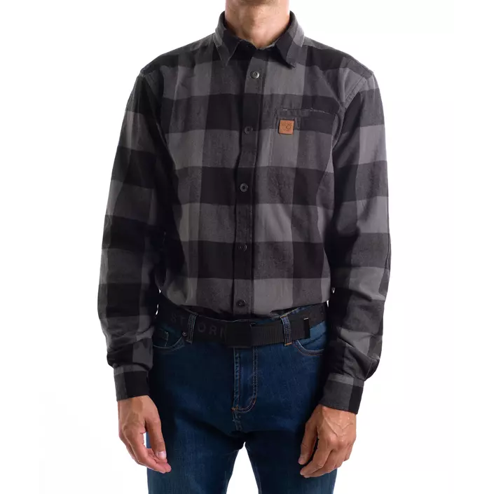 Westborn flannel shirt, Dark Grey/Black, large image number 1