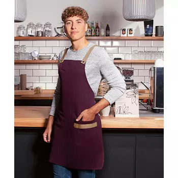 Karlowsky bib apron with pocket, Urban-look, Aubergine