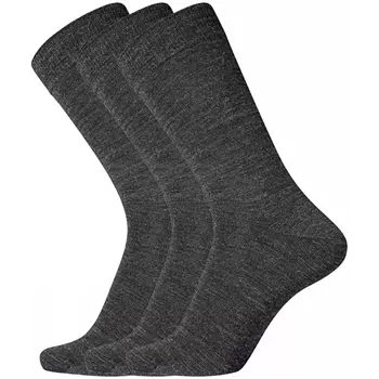Dovre 3-pack twin sock sokker med ull, Mørk grå melange