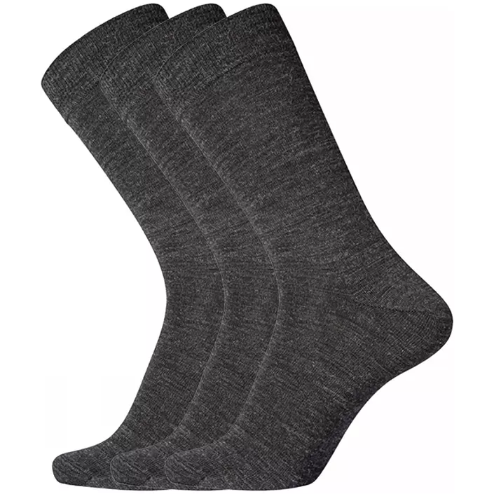 Dovre 3-pack twin sock sokker med ull, Mørk grå melange, large image number 0