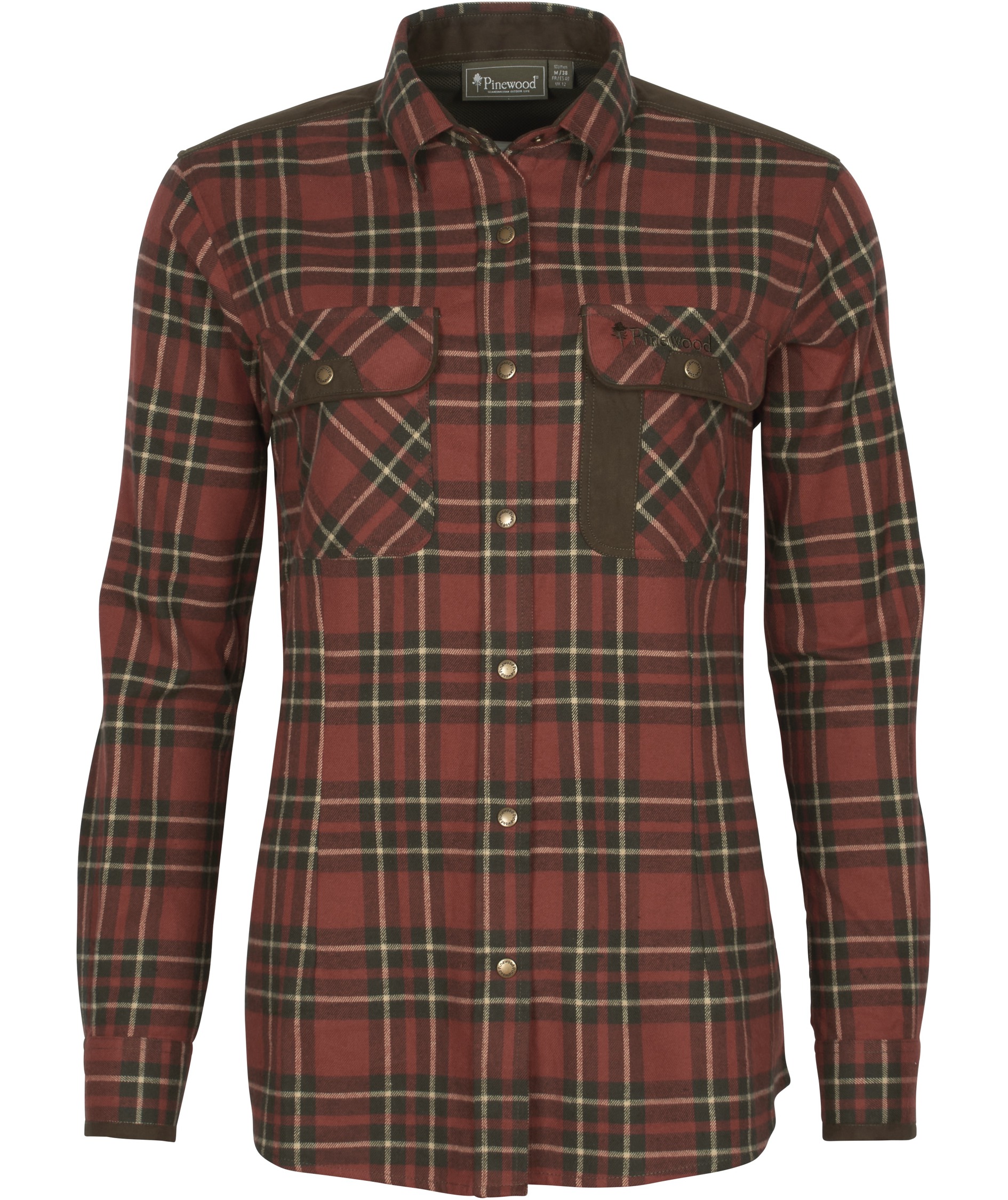 Pinewood Prestwick Exclusive dame flannelskjorte, Dark Terracotta/Dark Green, Dark Terracotta/Dark Green, swatch