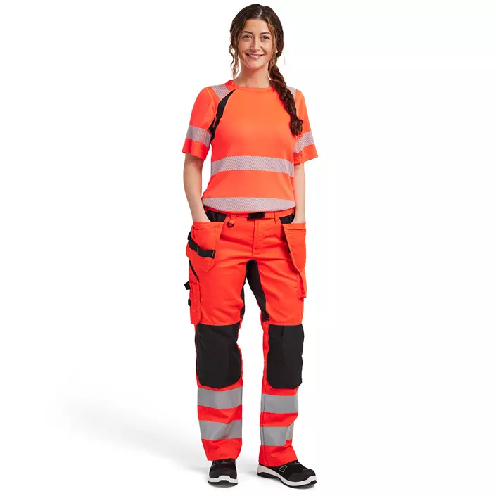 Blåkläder T-shirt dam, Varsel röd/svart, large image number 1