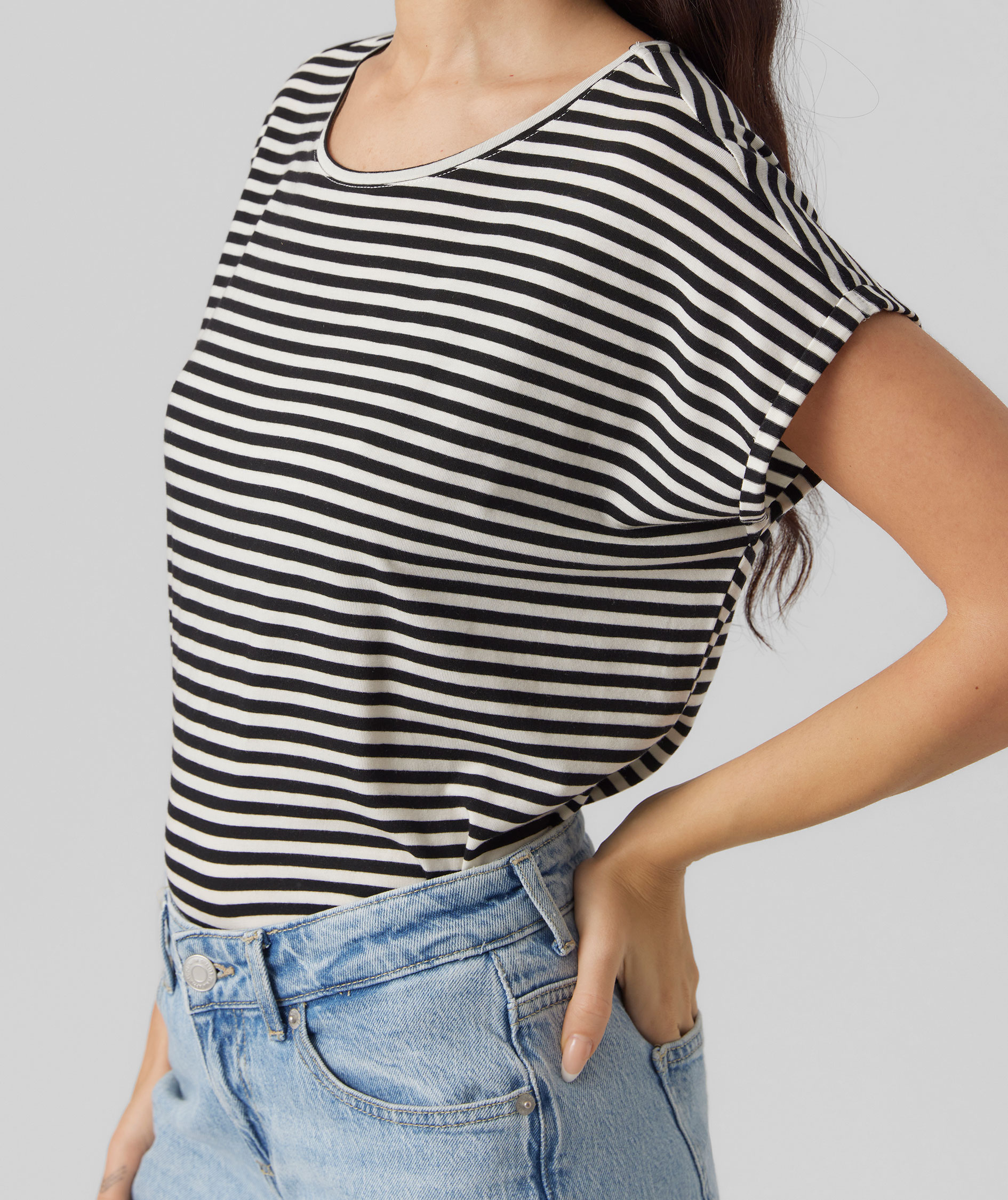 Vero Moda VMAVA STRIPE dame T-skjorte, Black PRISTINE, large image number 3