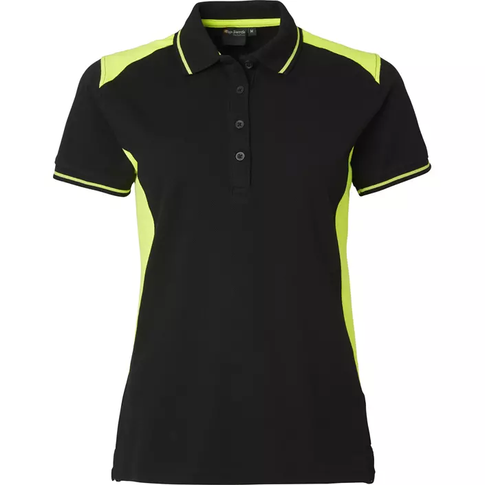 Top Swede women's polo shirt 214, Black/Hi-Vis Yellow, large image number 0