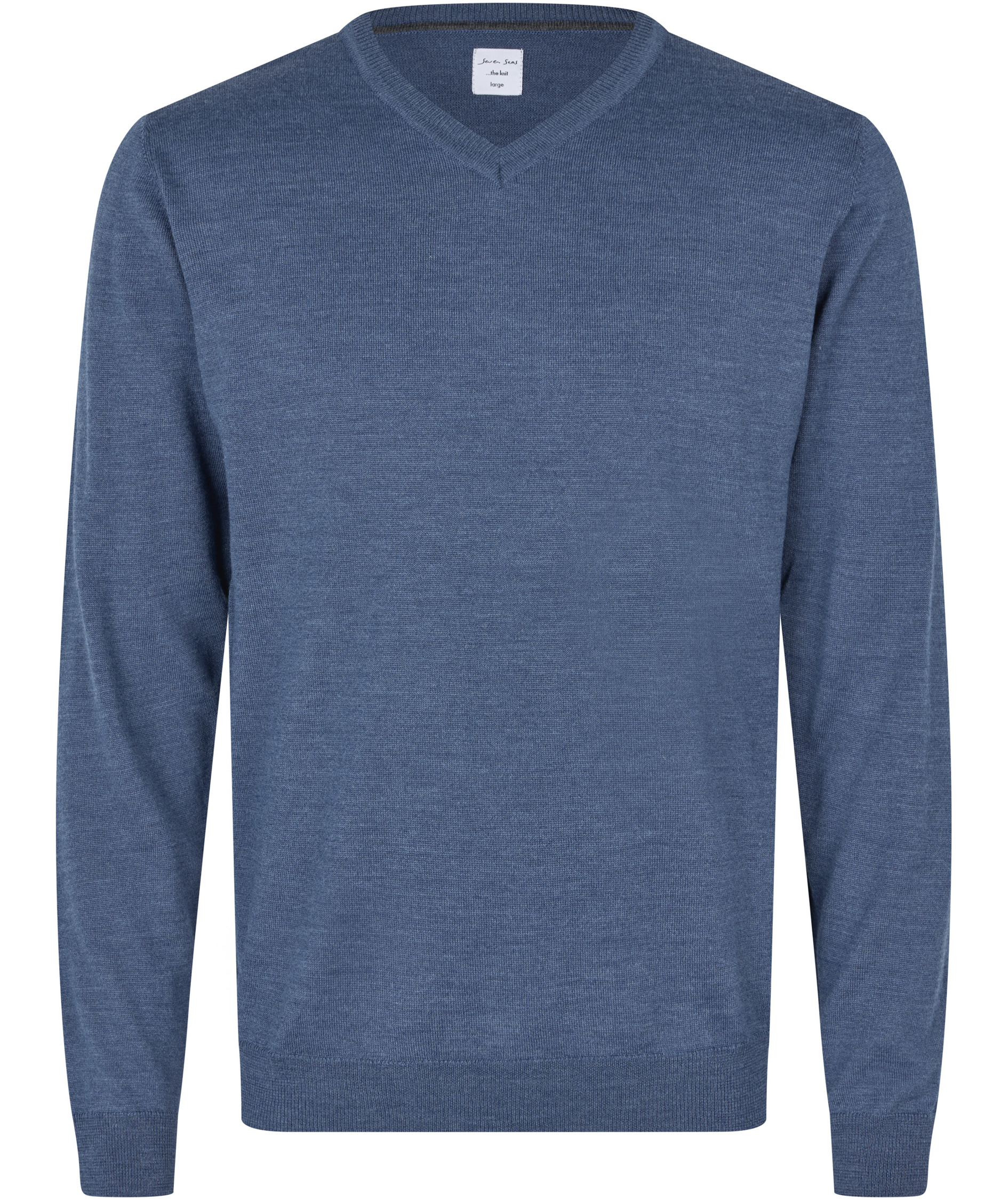 Seven Seas knitted pullover with wool, Blue Melange, Blue Melange, swatch